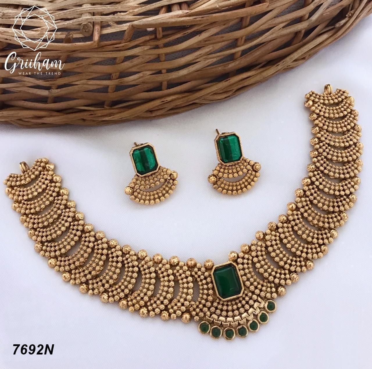 Antique Finish Best seller Short Necklace Set 7691N