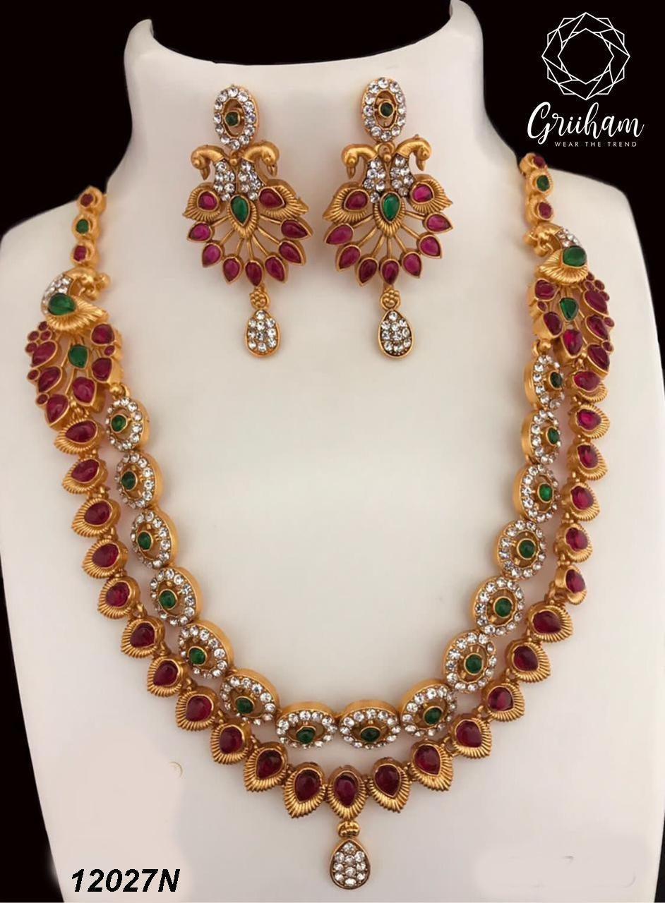 Antique Finish Best seller multicolor Short Necklace Set 12027N - Griiham