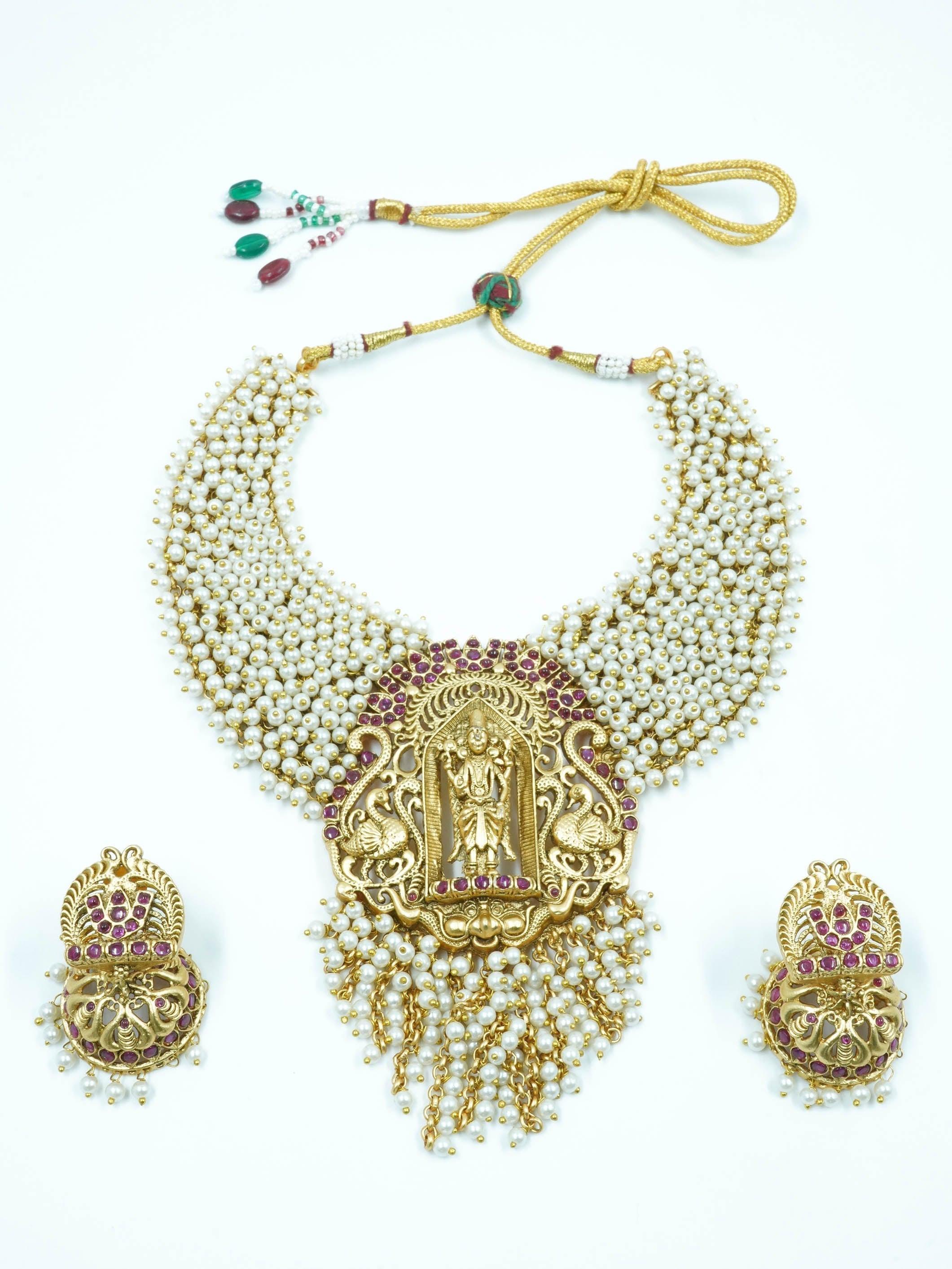 Antique Finish Best seller multicolor Short Necklace Set 12052N - Griiham