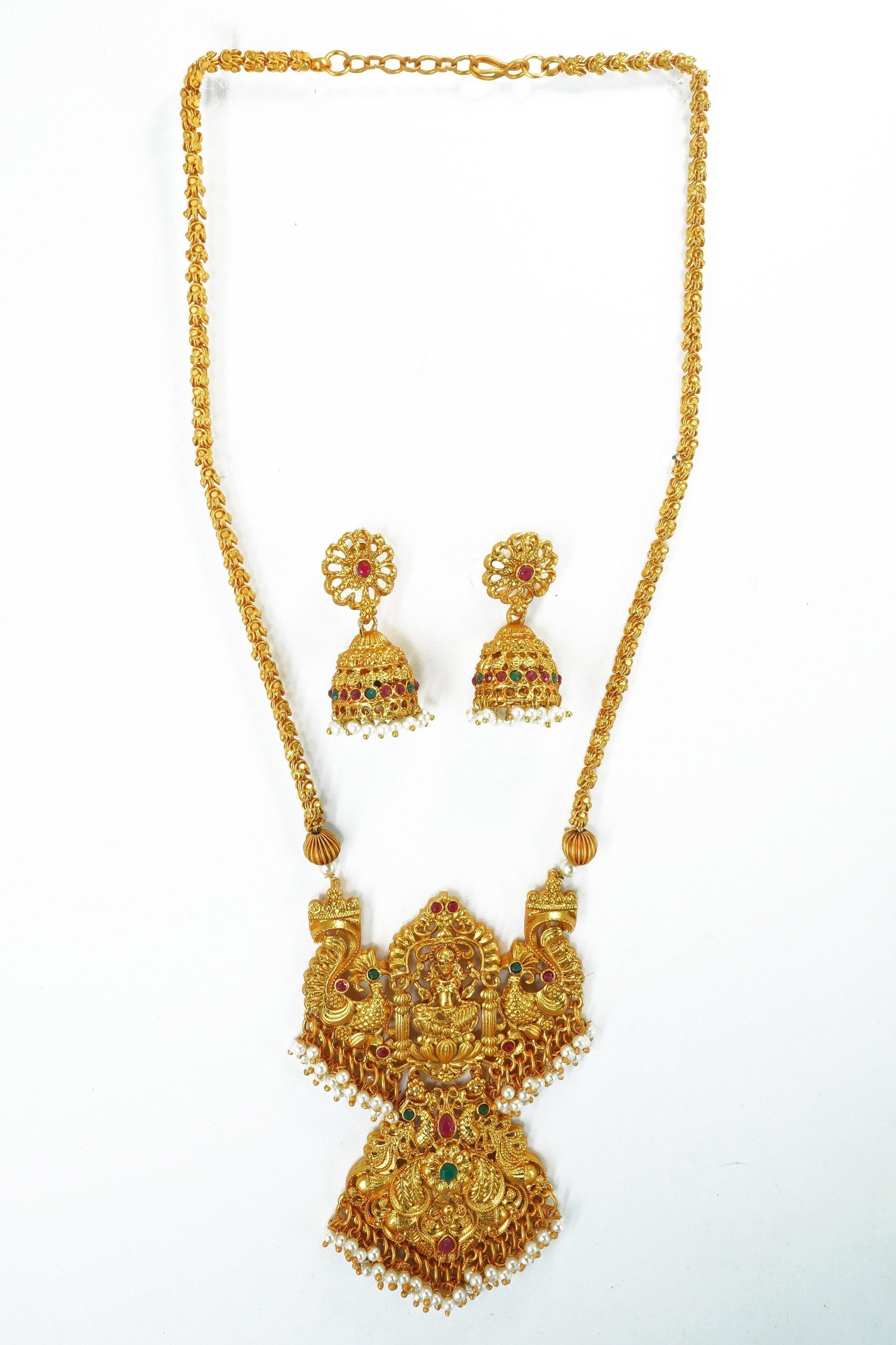 Antique Finish Laxmi pendant set 10346N - Griiham