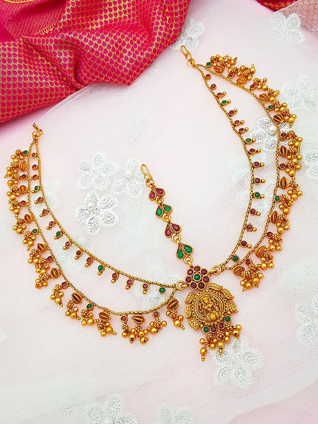 Antique Gold Finish Hair Accessory Damini/Tikka Bridal Wear