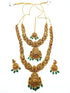 Antique Gold Finish Necklace Combo Set with green beads Multicolor stones 11030N - Griiham