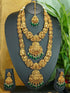 Antique Gold Finish Necklace Combo Set with green beads Multicolor stones 11030N - Griiham