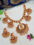 Antique Gold Finish Stone Studded Short Laxmi Necklace set - Griiham