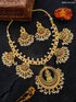 Antique Gold Finish Stone Studded Short Laxmi Necklace set - Griiham