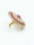 Antique Gold Plated Adjustable Size Designer Finger ring with Stones 10924N - Griiham