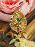 Antique Gold Plated Adjustable Size Designer Finger ring with Stones 11058N - Griiham