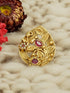 Antique Gold Plated Adjustable Size Designer Finger ring with Stones 11058N - Griiham