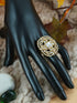 Antique Gold Plated Adjustable Size Designer Finger ring with Stones - Griiham