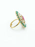 Antique Gold Plated Adjustable Size Designer Finger ring with Stones - Griiham