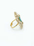 Antique Gold Plated Adjustable Size Designer Finger ring with Stones - Griiham