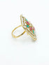 Antique Gold Plated Adjustable Size Designer Finger ring with Stones - Griiham