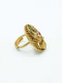 Antique Gold Plated Adjustable Size Designer Finger ring with Stones - Griiham