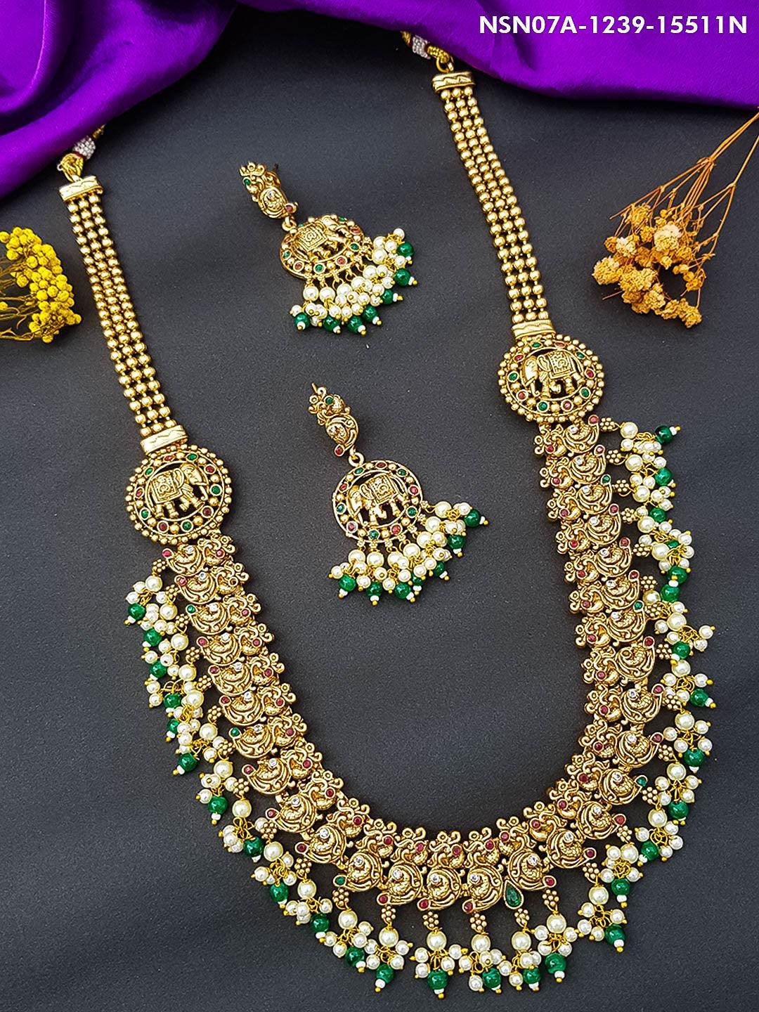 Antique Gold Plated Long Necklace Set