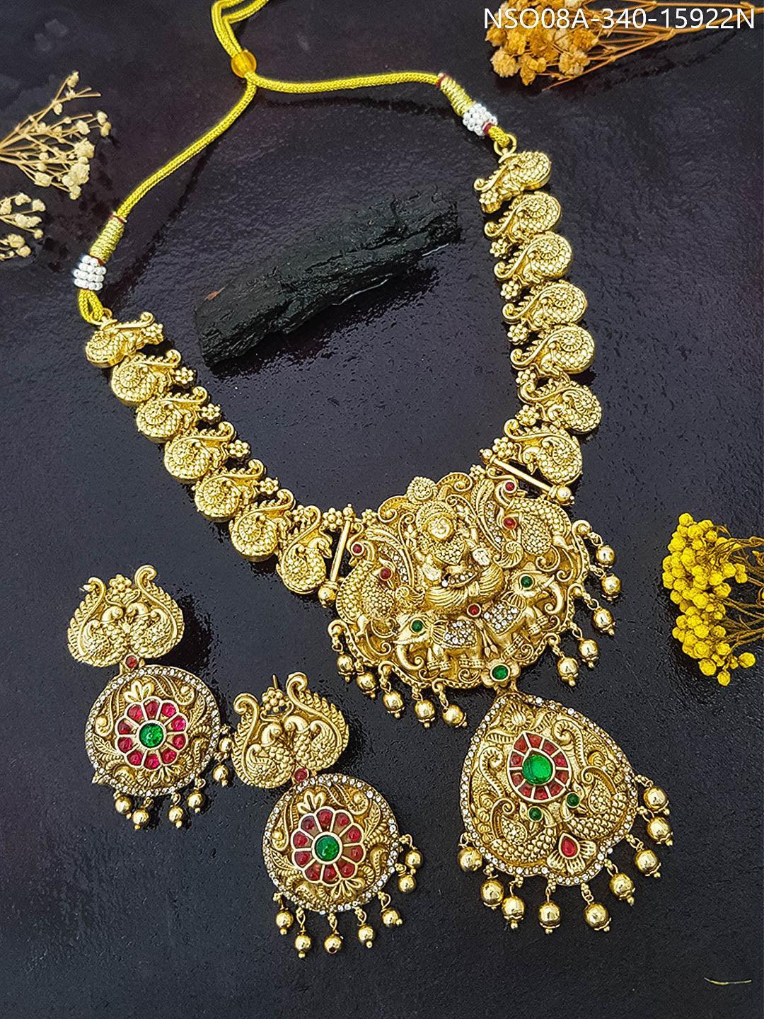 Antique Gold Plated Long Necklace Set