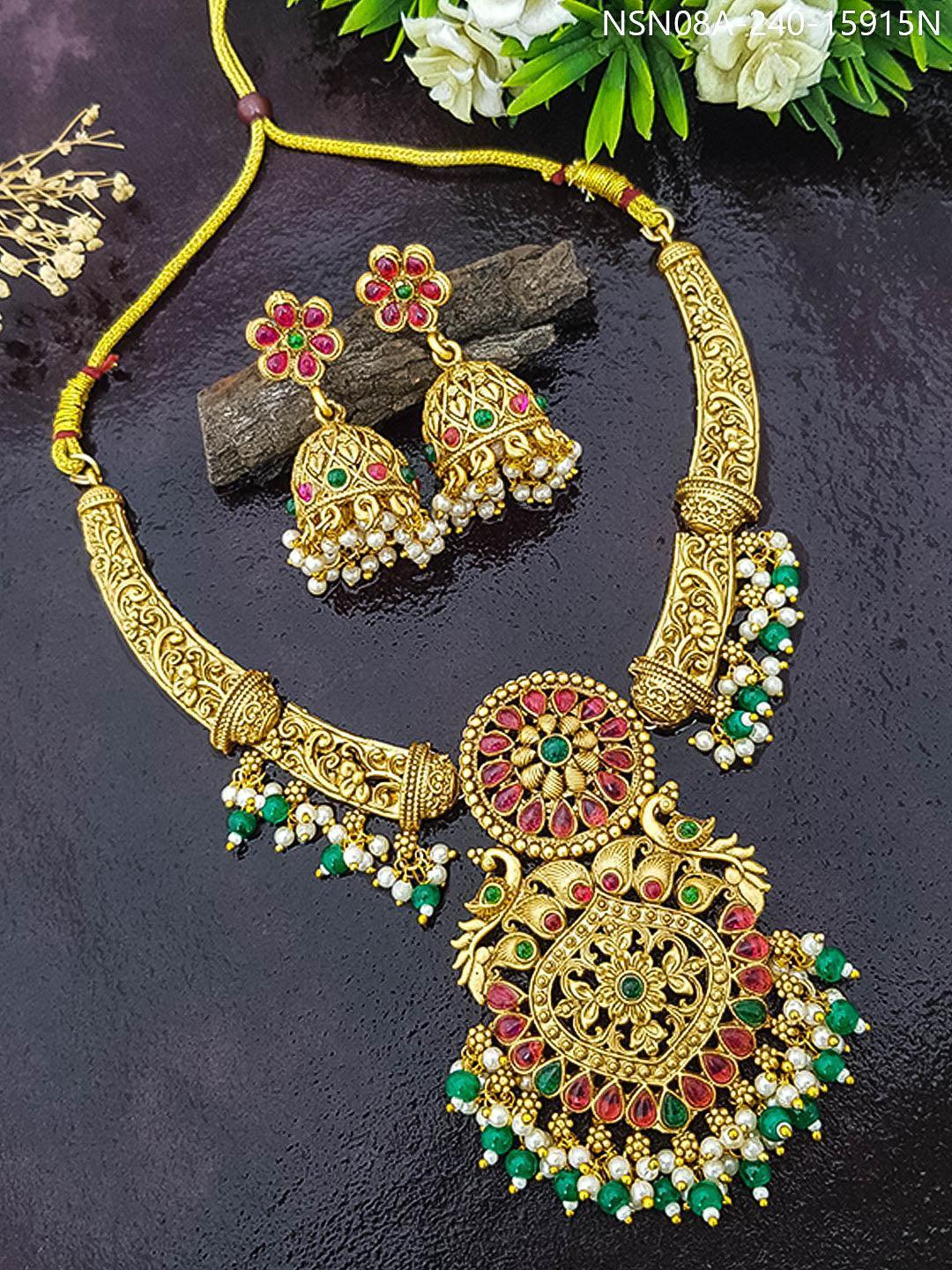 Antique Gold Plated Long Necklace Set