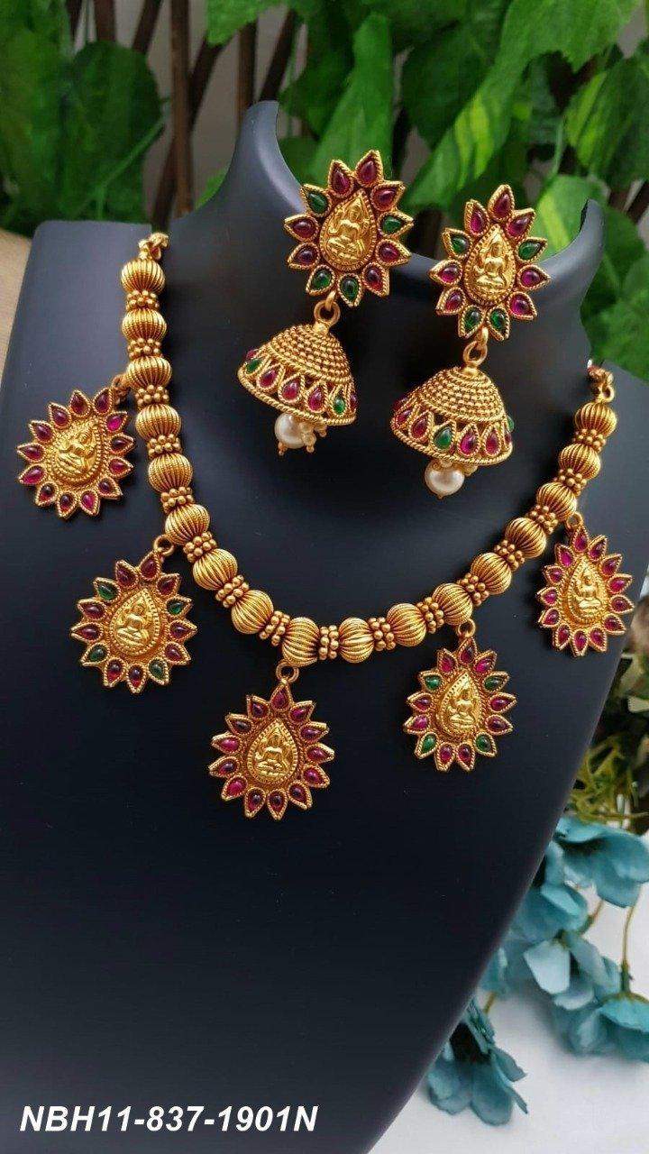 Antique Premium Gold Finish Exclusive Laxmi Star Necklace set NBH11-837-1901N