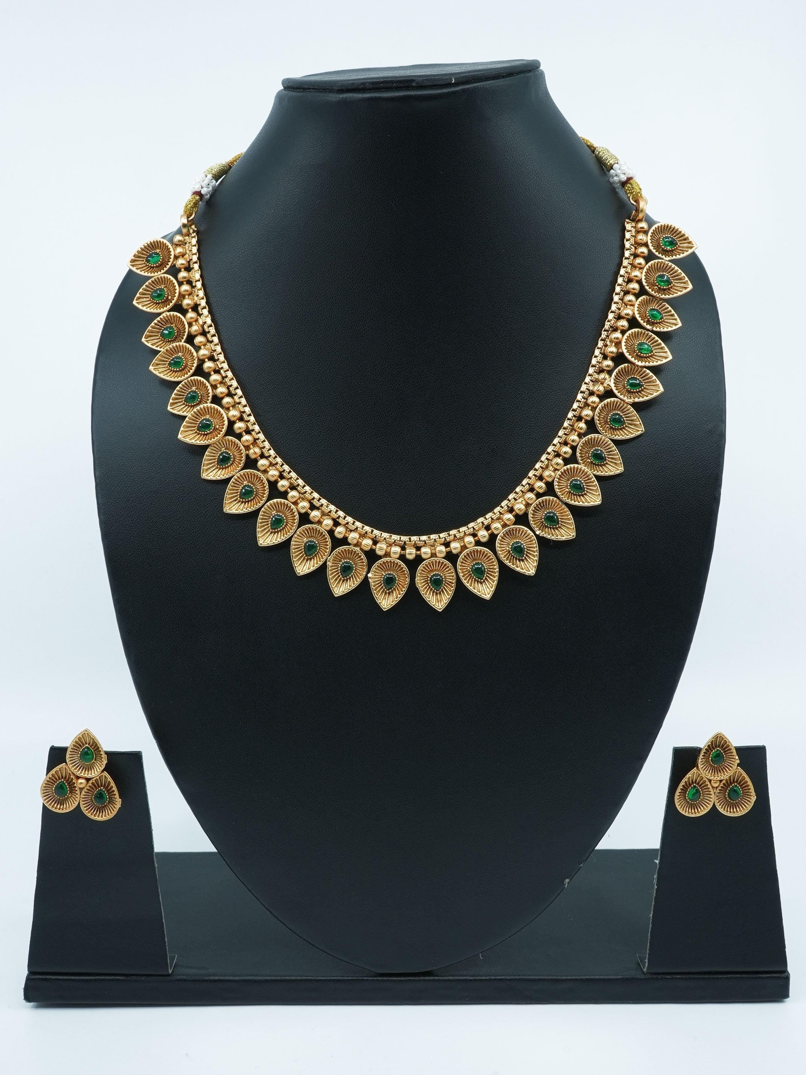 Antique Premium Gold Finish mango pattern Necklace Set - Griiham