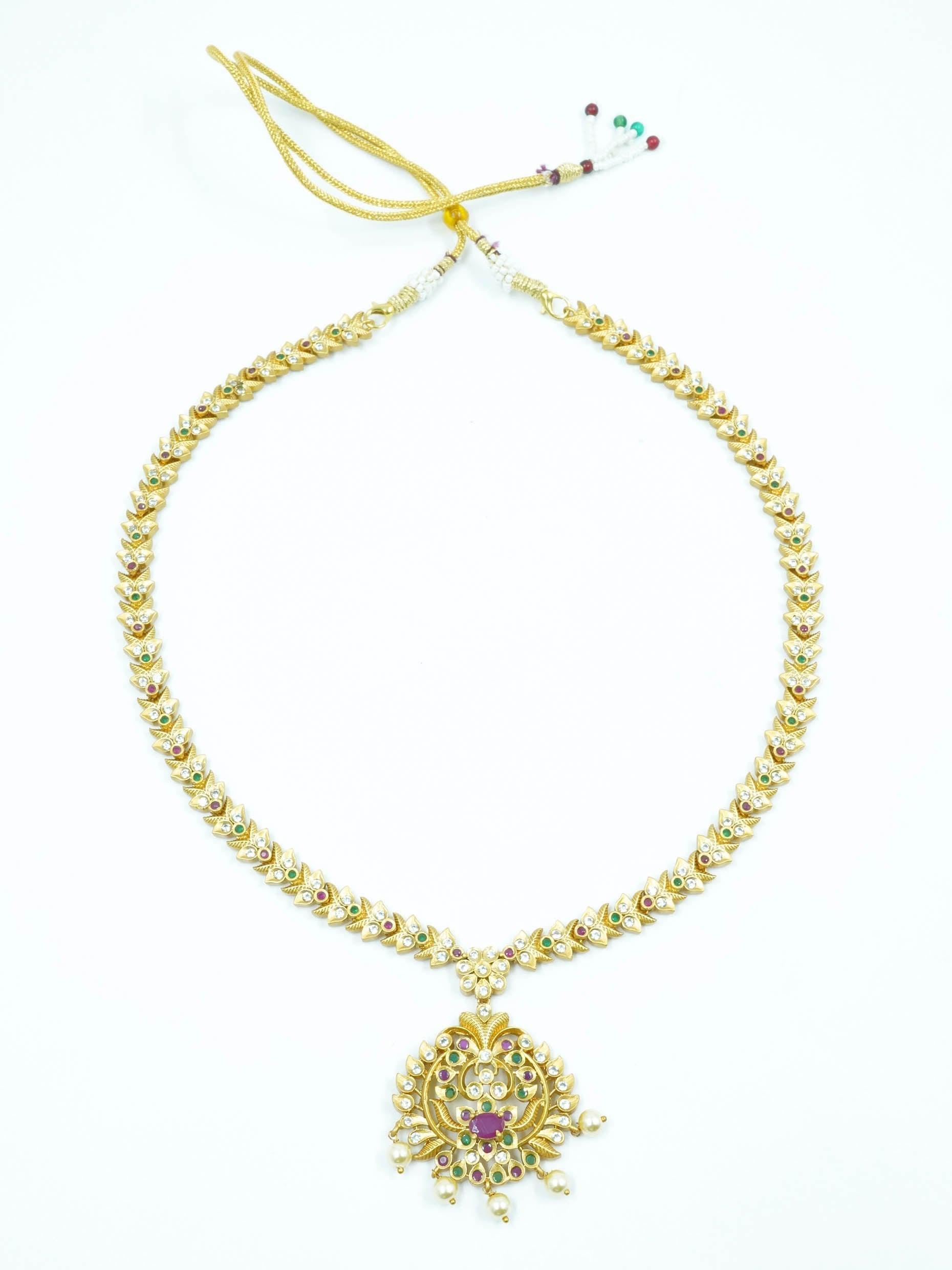 Antique Premium Matt Finish Long Necklace Set/Long Hara with Stones Exclusive Design NTB11-710-3439N - Griiham