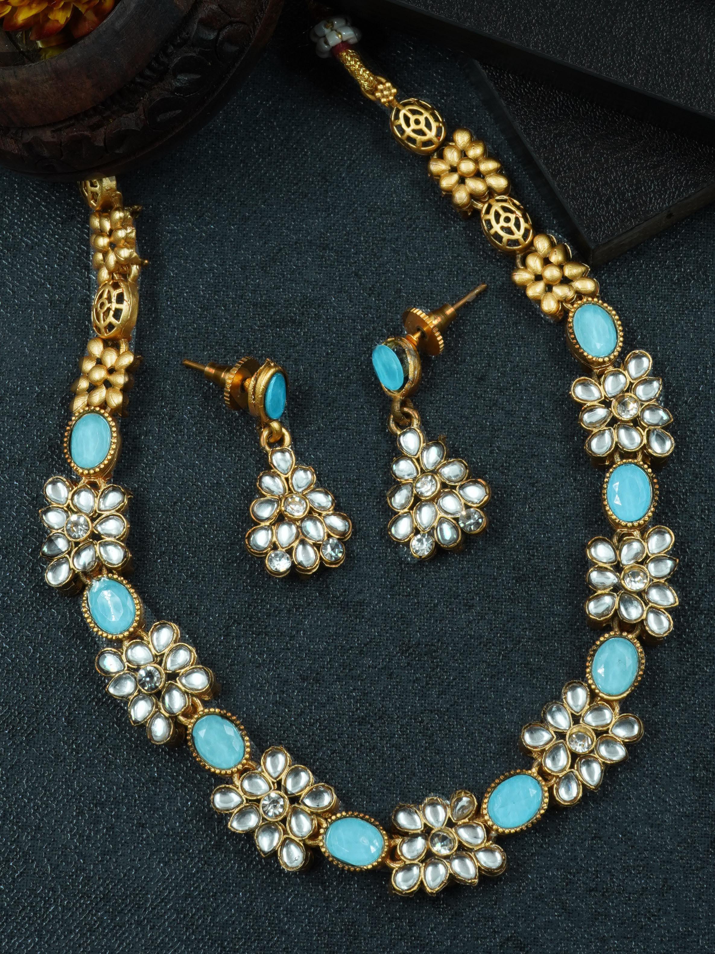 Antique colored Stone necklace set - Griiham