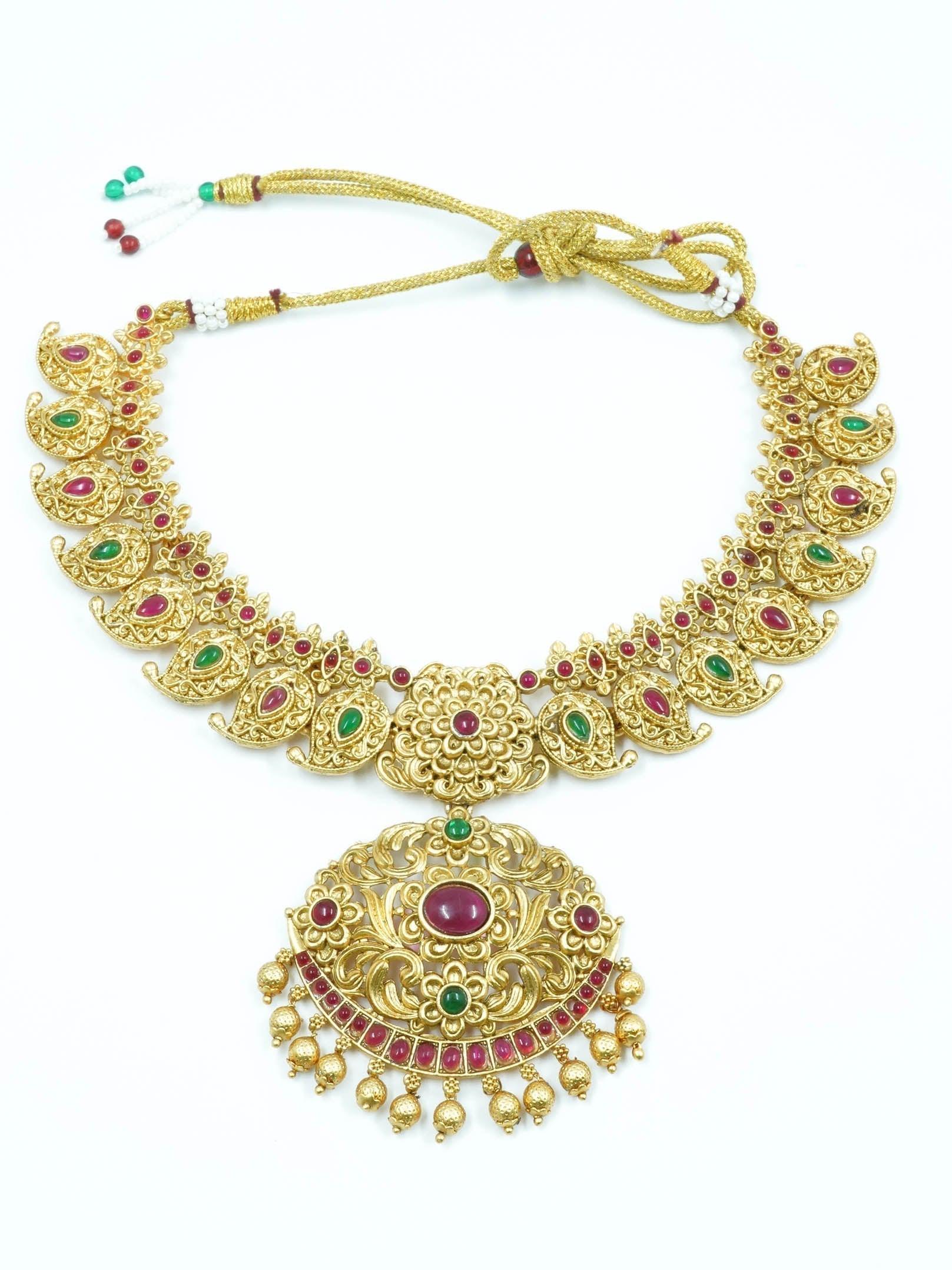 Antique finish short necklace set 12307N - Griiham