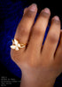 Butterfly Mother Of Pearl Cubic Zirconia Gold Plated Adjustable Ring