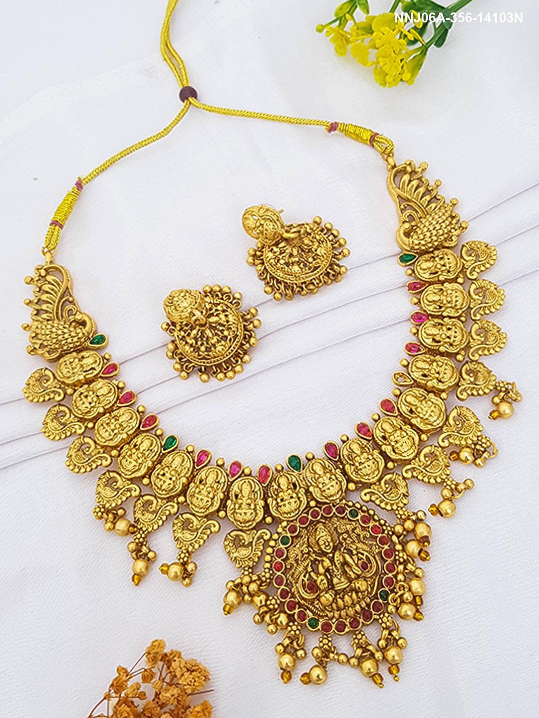 Classic Gold Plated Laxmi AD Necklace Set