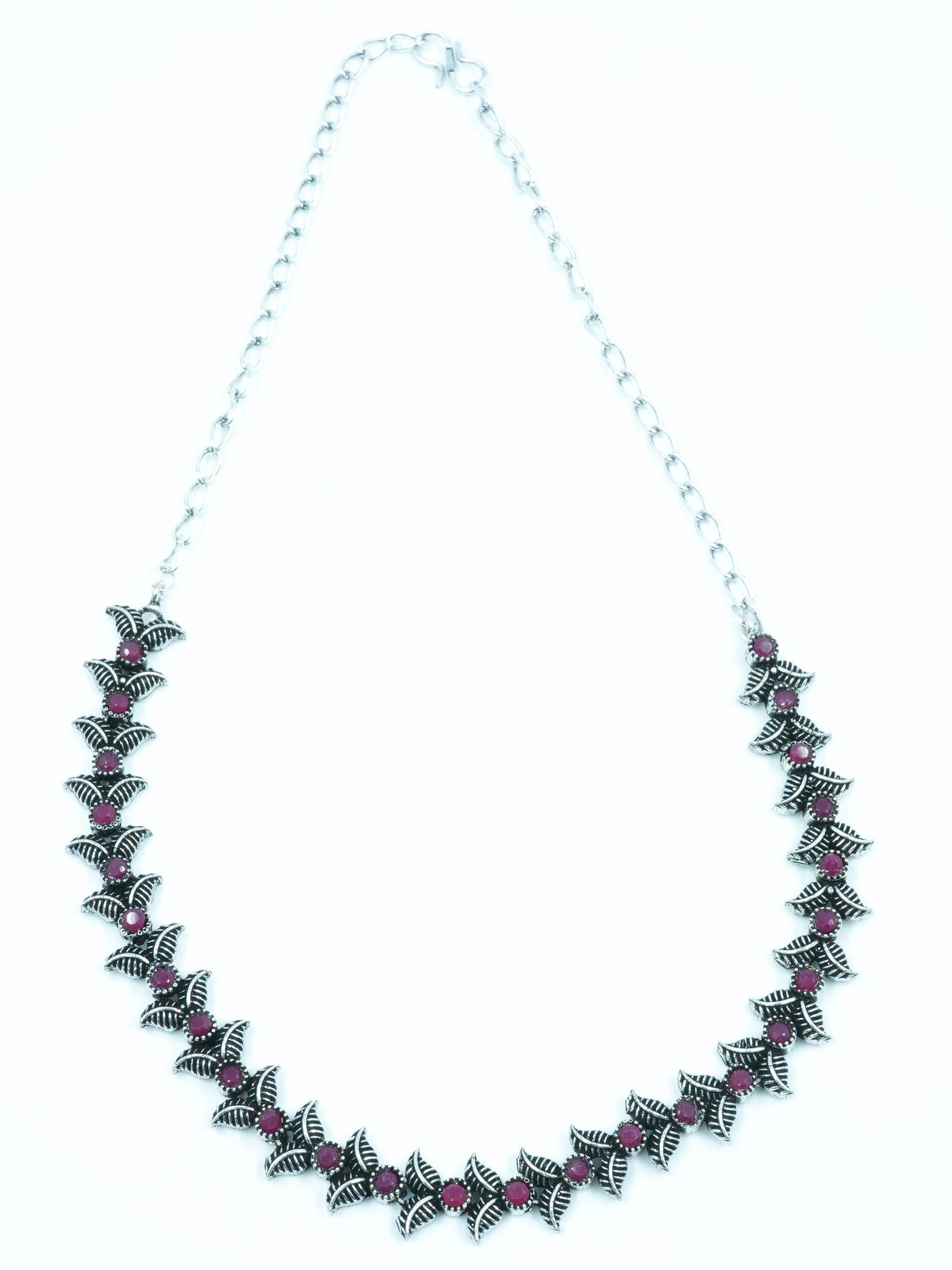 Classy Oxidised Necklace Set with Colour Options 11931N - Griiham