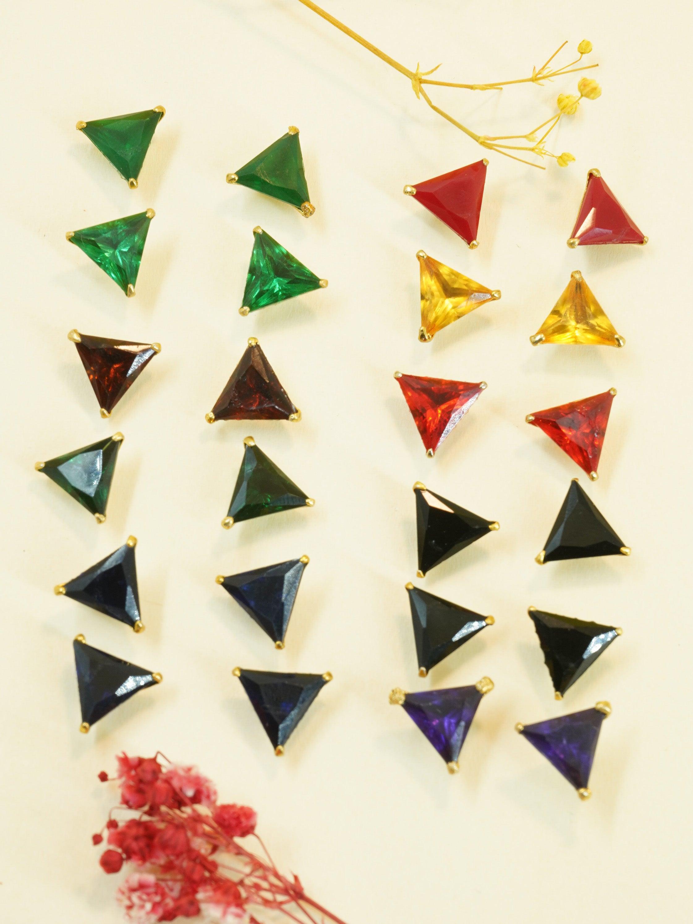 Colored stone studs/Earrings Pastel colors Set of 12 colors 11179N - Griiham