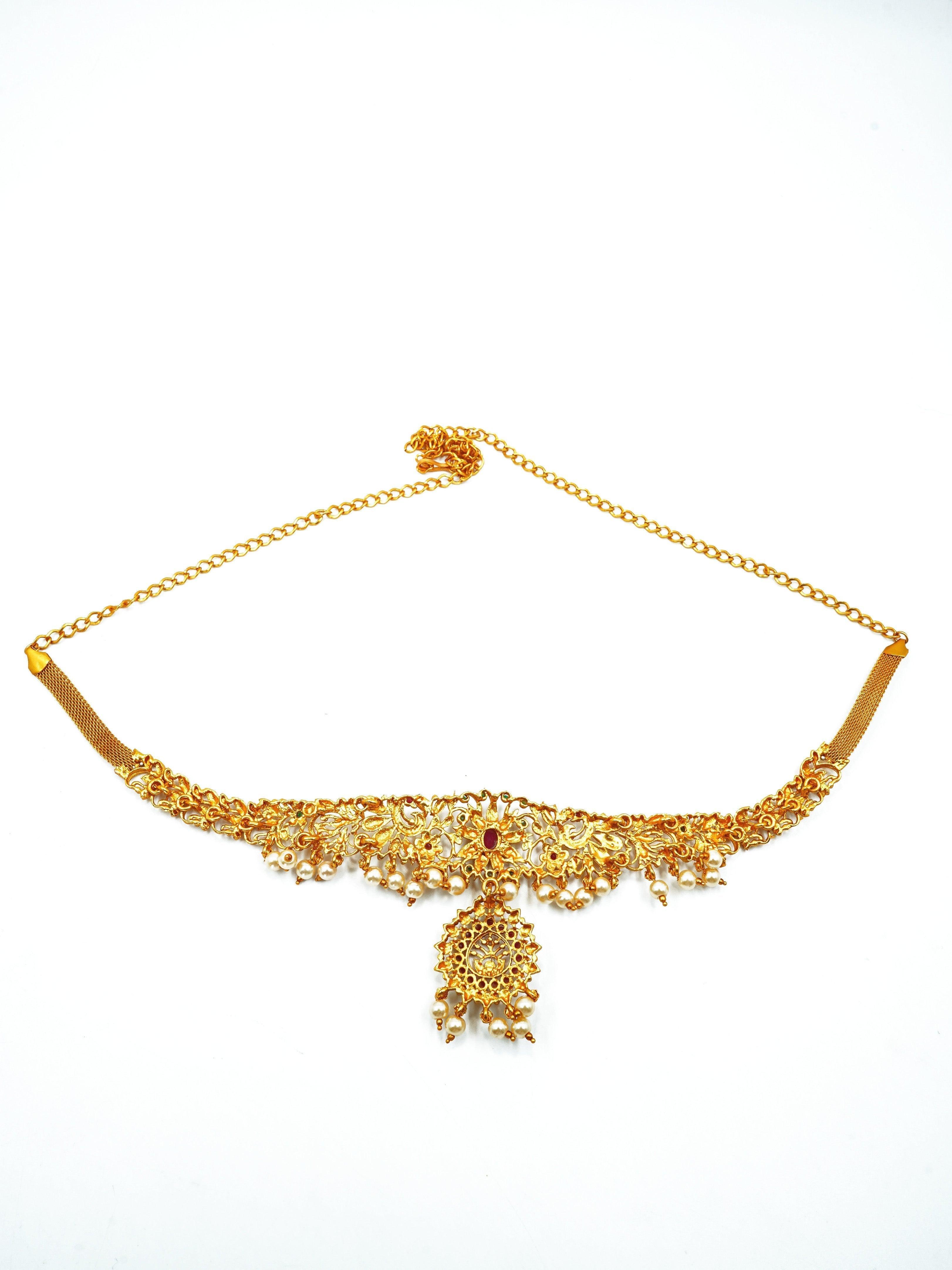 Designer Antique Gold finish Free Size Vodiannam/Waist belt/Kamar bandh 10762N - Griiham