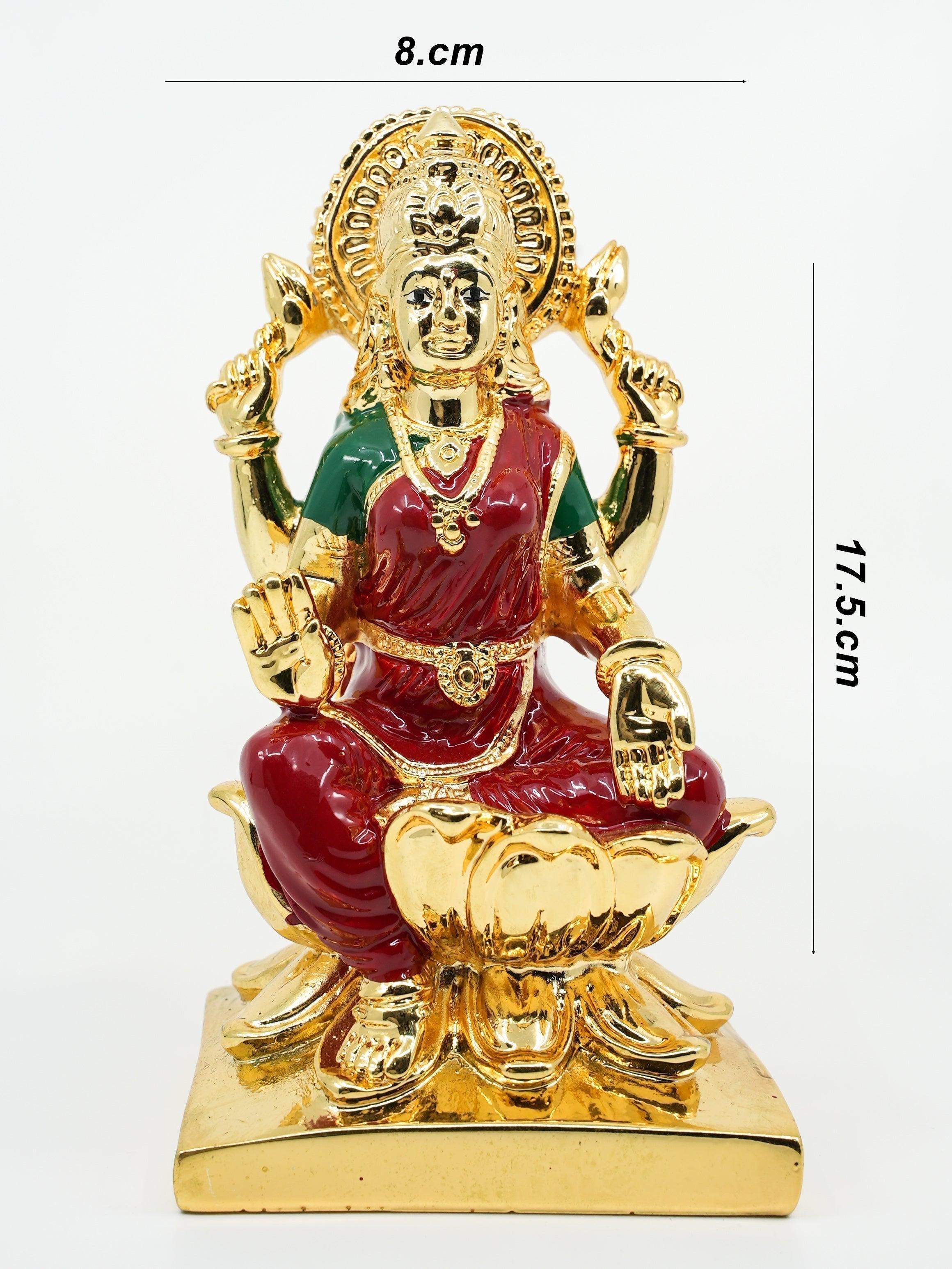 Dhanwantari Laxmi Gold Plated charaspat Marble idol 17.5cm Height - Griiham