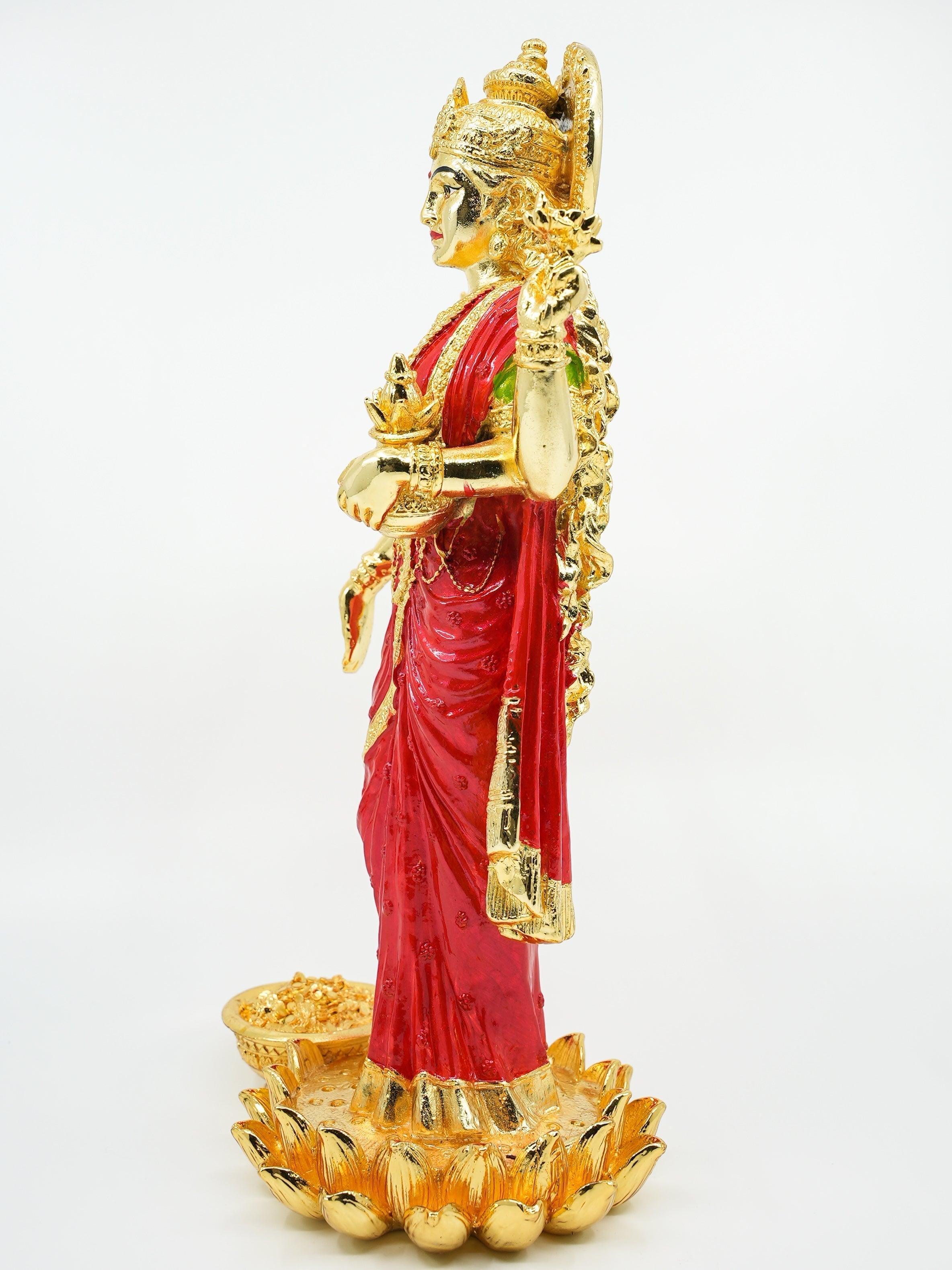 Dhanwantari Laxmi Gold Platedstanding Marble idol 24cm Height 10188N - Griiham