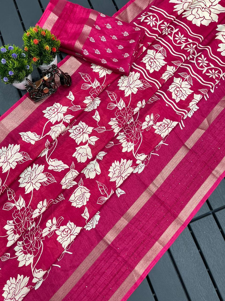 Dola Semi-silk Saree with Jaquard Border Saree 15977N -1 - Griiham