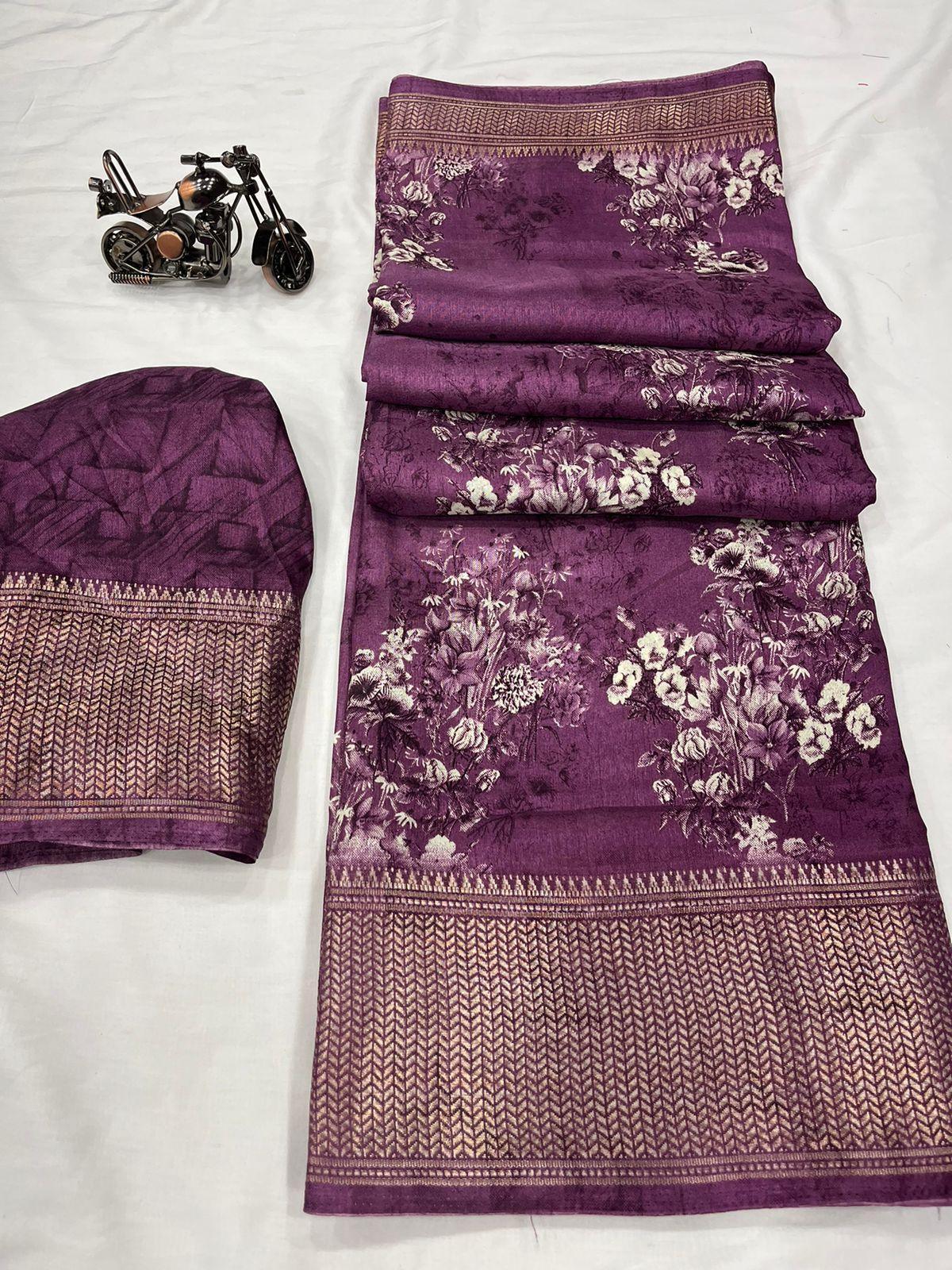 Dola Semi-silk soft Saree smooth With running blouse 15539N -1 - Griiham