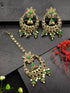 Faint Gold finish Earring Dangler with Maang Tikka