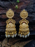 Gold plated Temple design Jhumka Earrings