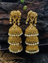 Gold plated Temple design Layered Jhumka Earrings