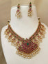 Elegant Premeium Gold Finish Designer Kempu stones Necklace Set with rice pearls 22196N - Griiham