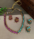 Exclusive Gold Plated Reversible (Purple and Sky blue) AD Necklace Set