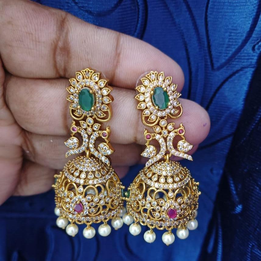 Exclusive Kemp studded Gold Plated Jhumki / Earrings 9467N - Griiham