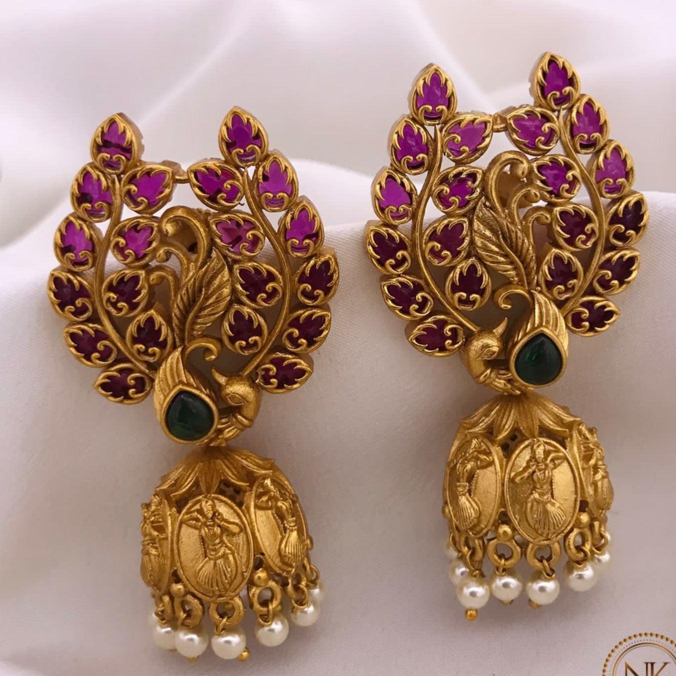 Exclusive Kemp studded Gold Plated Jhumki / Earrings 9563N - Griiham