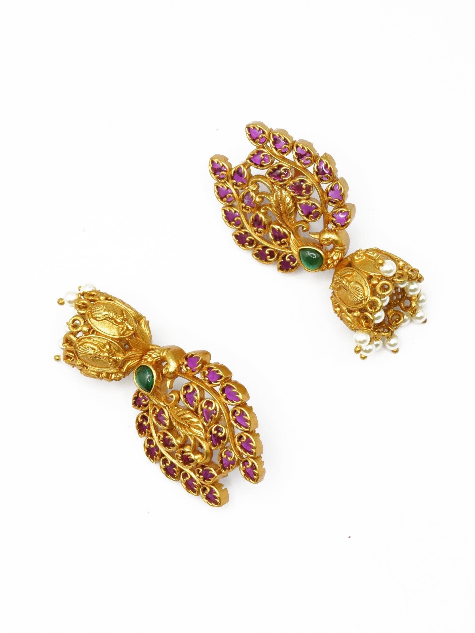 Exclusive Kemp studded Gold Plated Jhumki / Earrings 9563N - Griiham