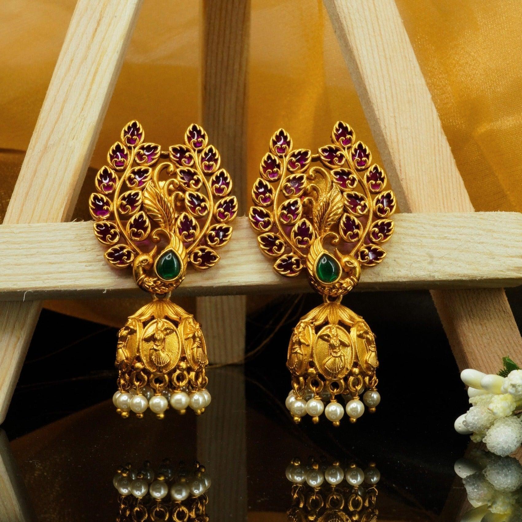 Exclusive Kemp studded Gold Plated Jhumki / Earrings 9563N - Griiham