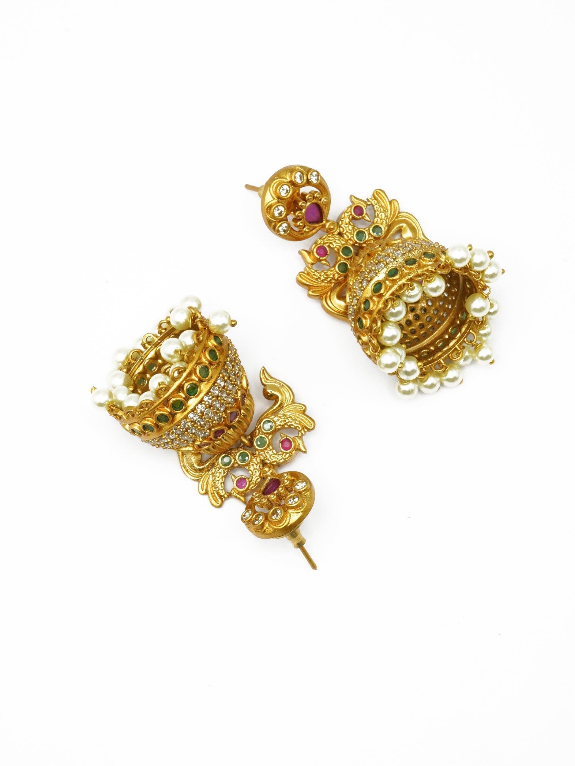 Exclusive Kemp studded Gold Plated Jhumki / Earrings 9564N - Griiham