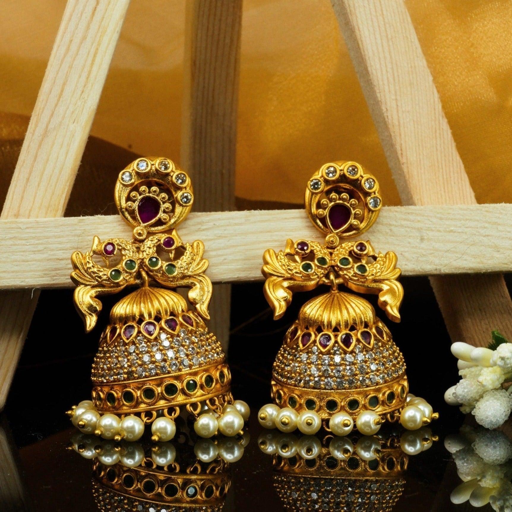 Exclusive Kemp studded Gold Plated Jhumki / Earrings 9564N - Griiham