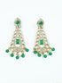 Faint Gold finish Earring Dangler with Green Stones - Griiham