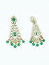 Faint Gold finish Earring Dangler with Green Stones - Griiham