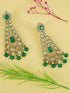 Faint Gold finish Earring Dangler with Green Stones