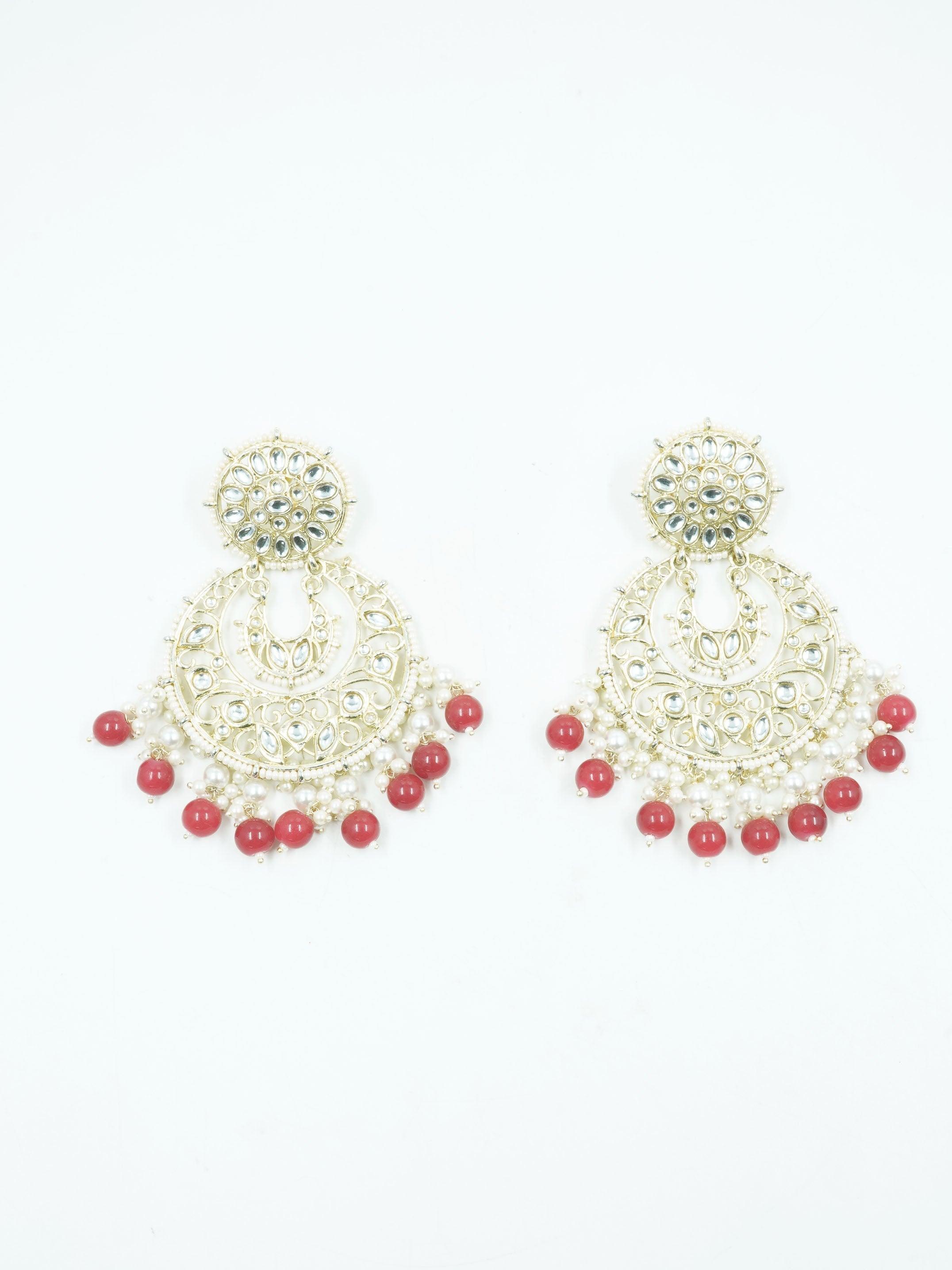 Faint Gold finish Earring Dangler with Maang Tikka - Griiham