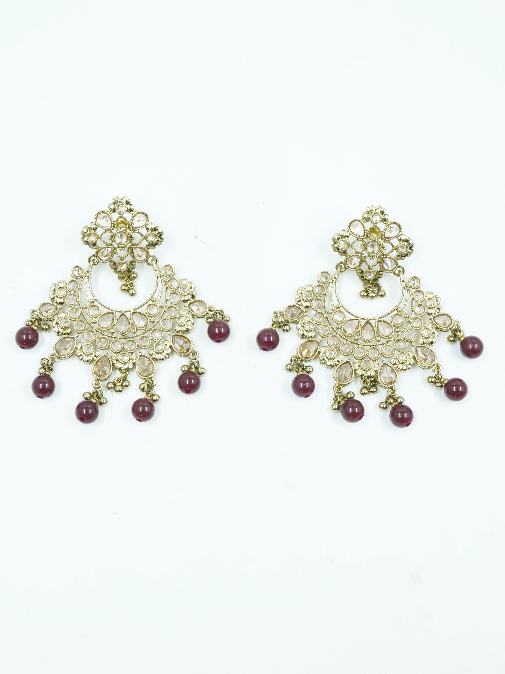 Faint Gold finish Earring Dangler with Maang Tikka - Griiham